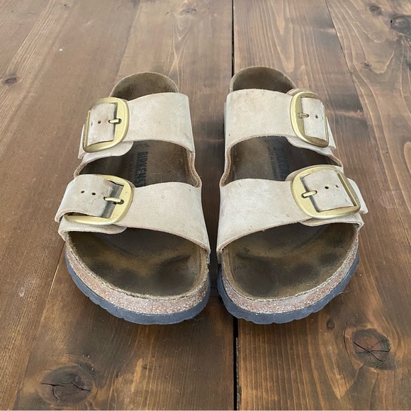 Birkenstock Arizona Big Buckle Sandcastle Nubuck Leather Sandals - Picture 3 of 15
